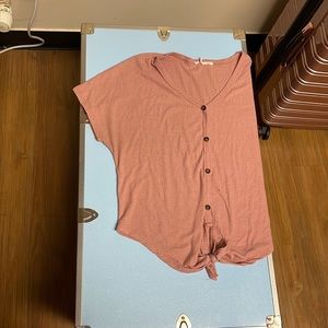 Large Pink Blouse w Black and Coffee Colored Buttons